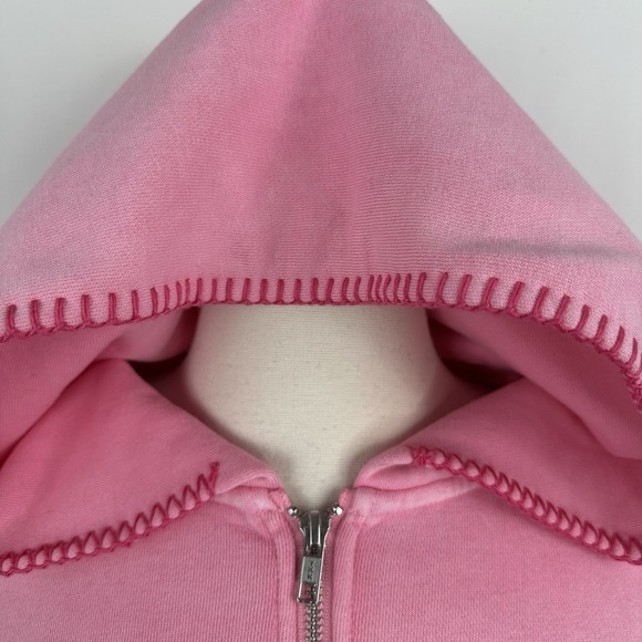 NWT GAP MadHappy Full Zip Crop Hoodie Sweatshirt MEDIUM Pink Embroidered Logo - Picture 8 of 16